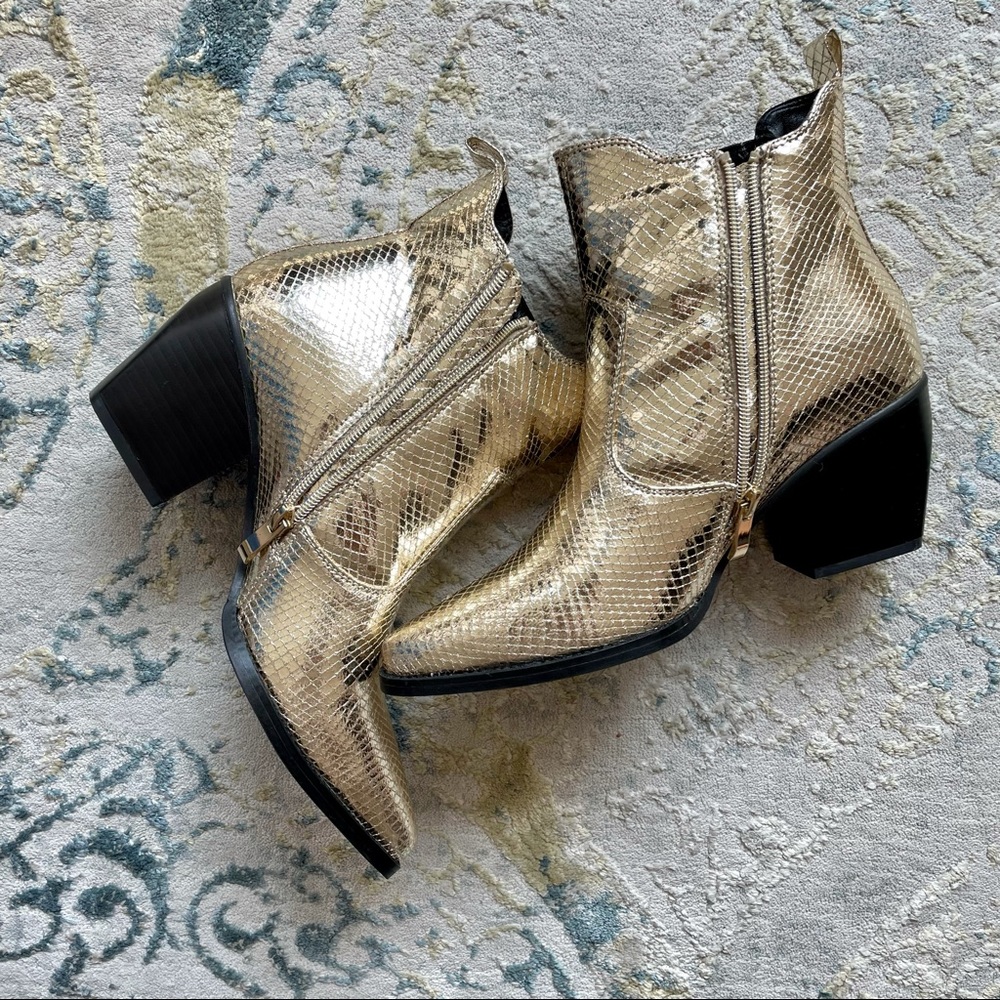 NWT Gold snake embossed booties 🔥